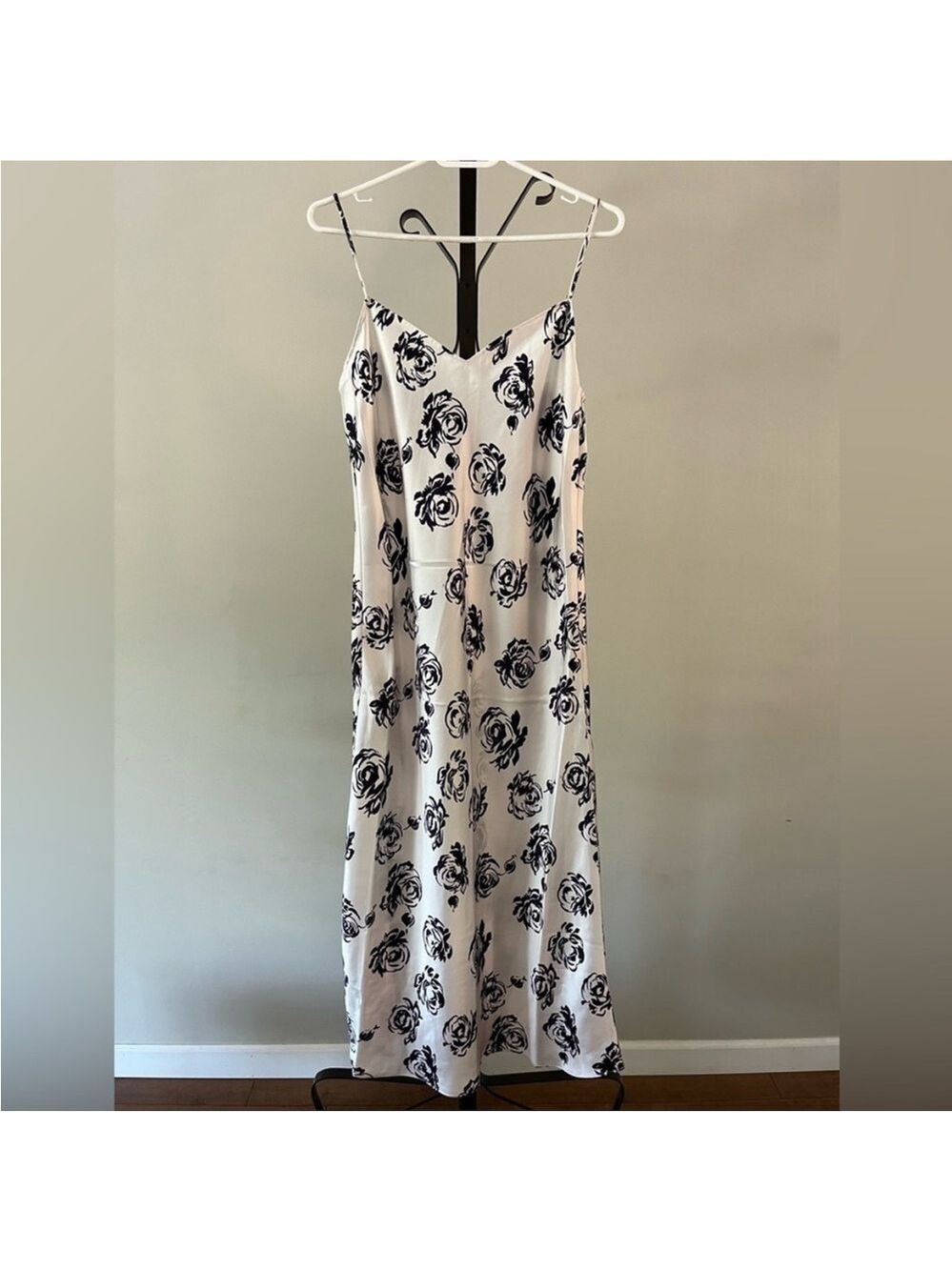 Club Monaco Purple Floral Print Midi Length Slip Dress, Size 2.